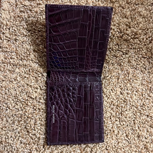 NWT Rare Ralph Lauren Purple Label Crocodile Skin Men Wallet Deep Purple - Picture 2 of 7